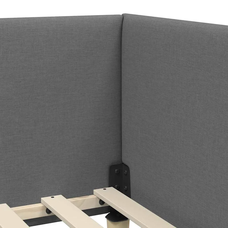 Cadre de lit d'angle avec matelas Autre 2 pcs Gris tissu - 8