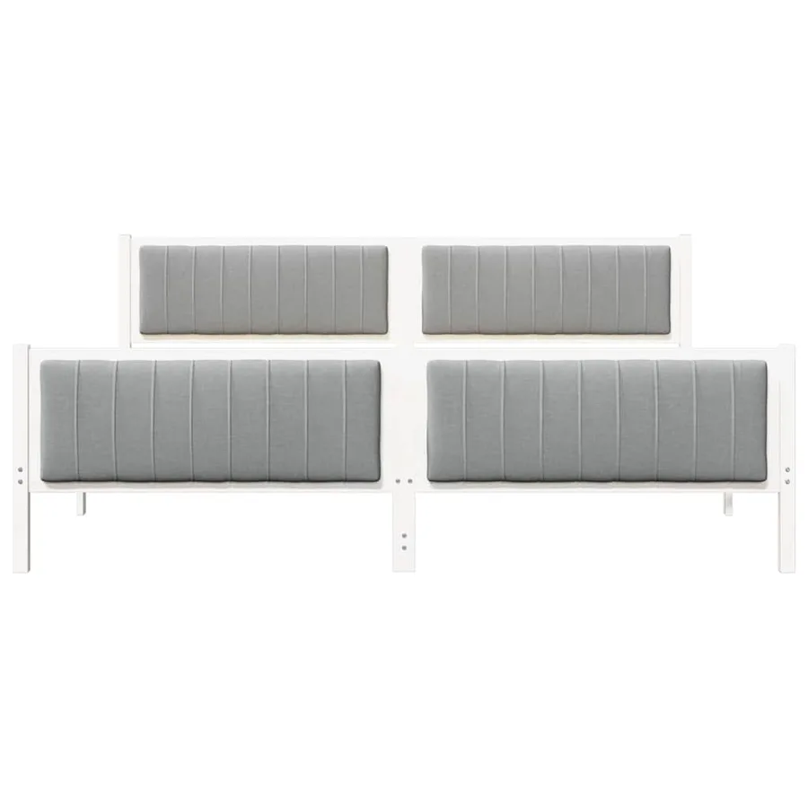 Cadre de lit avec tête de lit Blanc et gris clair 200 x 200 cm - 5