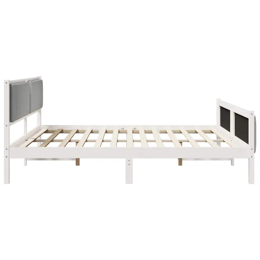 Cadre de lit avec tête de lit Blanc et gris clair 200 x 200 cm - 6