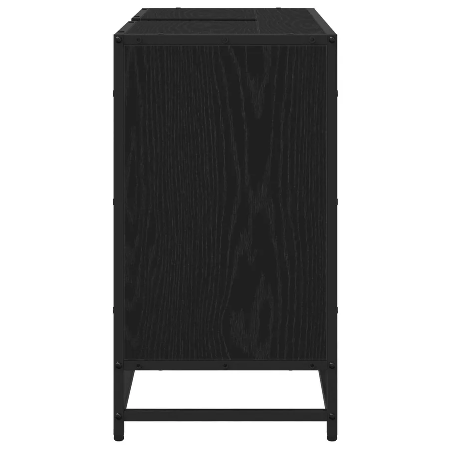 Cabinet de salle de bain avec porte Chêne noir 80 x 33 x 60 cm - 7