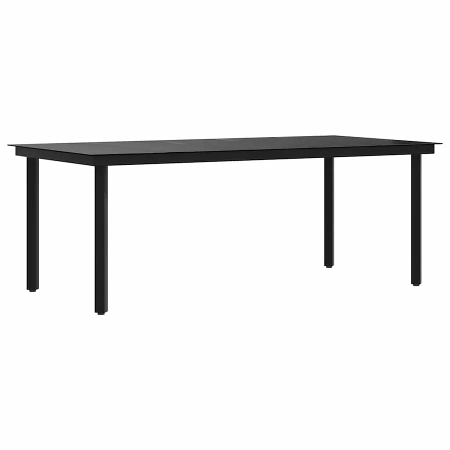 Table à dîner de jardin Noir 200x100x74 cm Acier et verre - 2