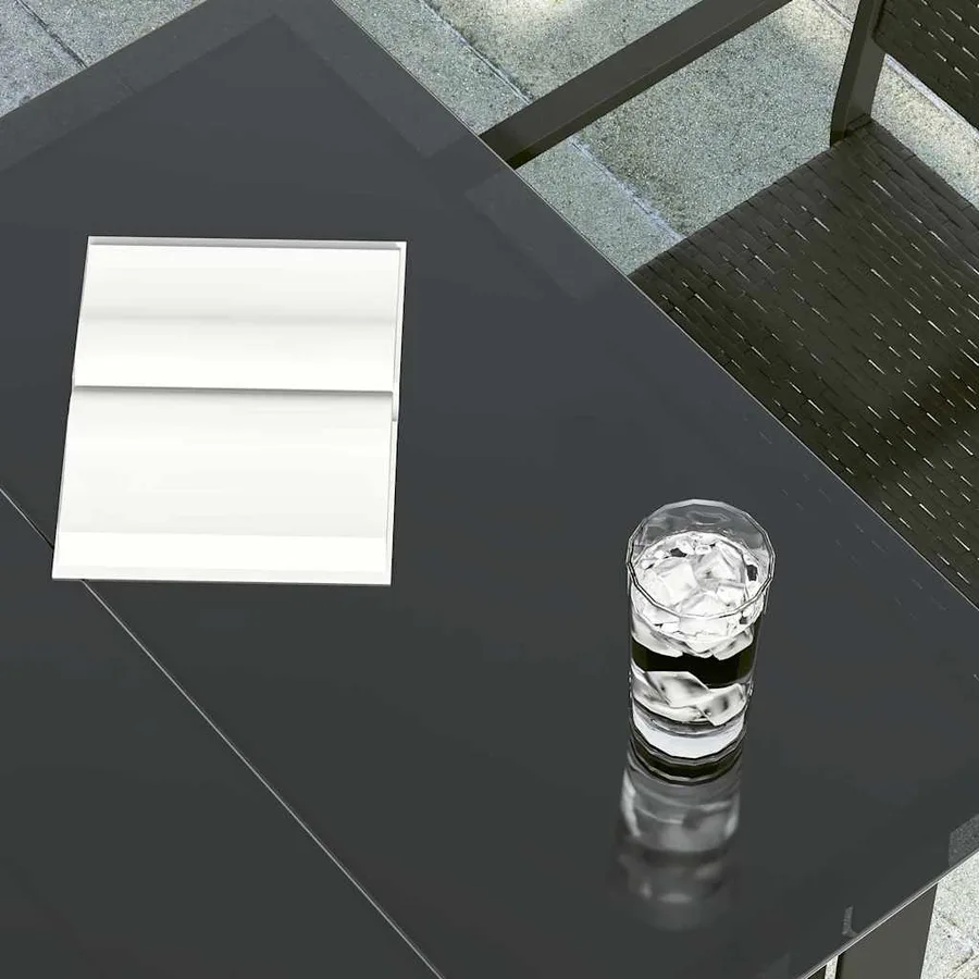 Table à dîner de jardin Noir 200x100x74 cm Acier et verre - 4