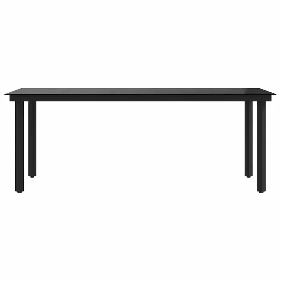 Table à dîner de jardin Noir 200x100x74 cm Acier et verre - 5