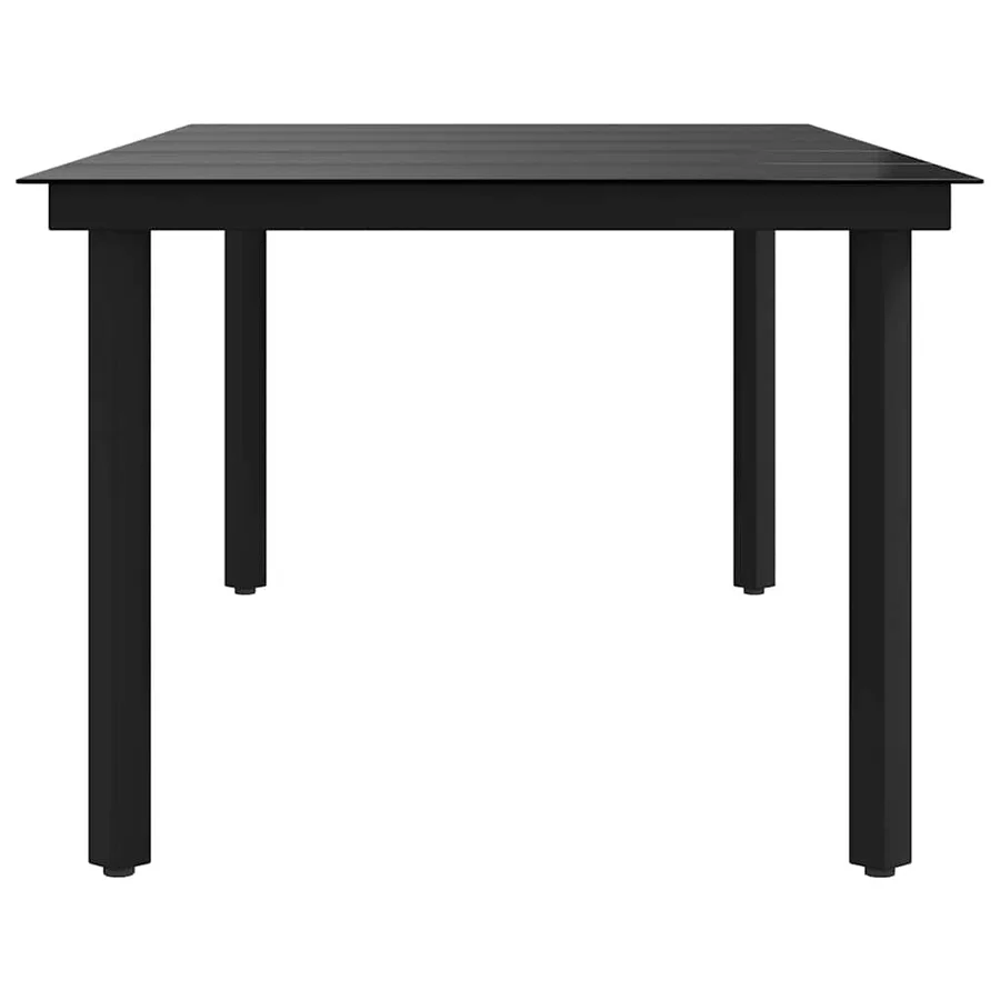 Table à dîner de jardin Noir 200x100x74 cm Acier et verre - 6