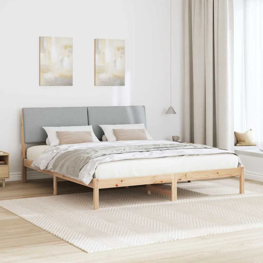 Cadre de lit avec tête de lit Marron et gris clair 180 x 200 cm - 4