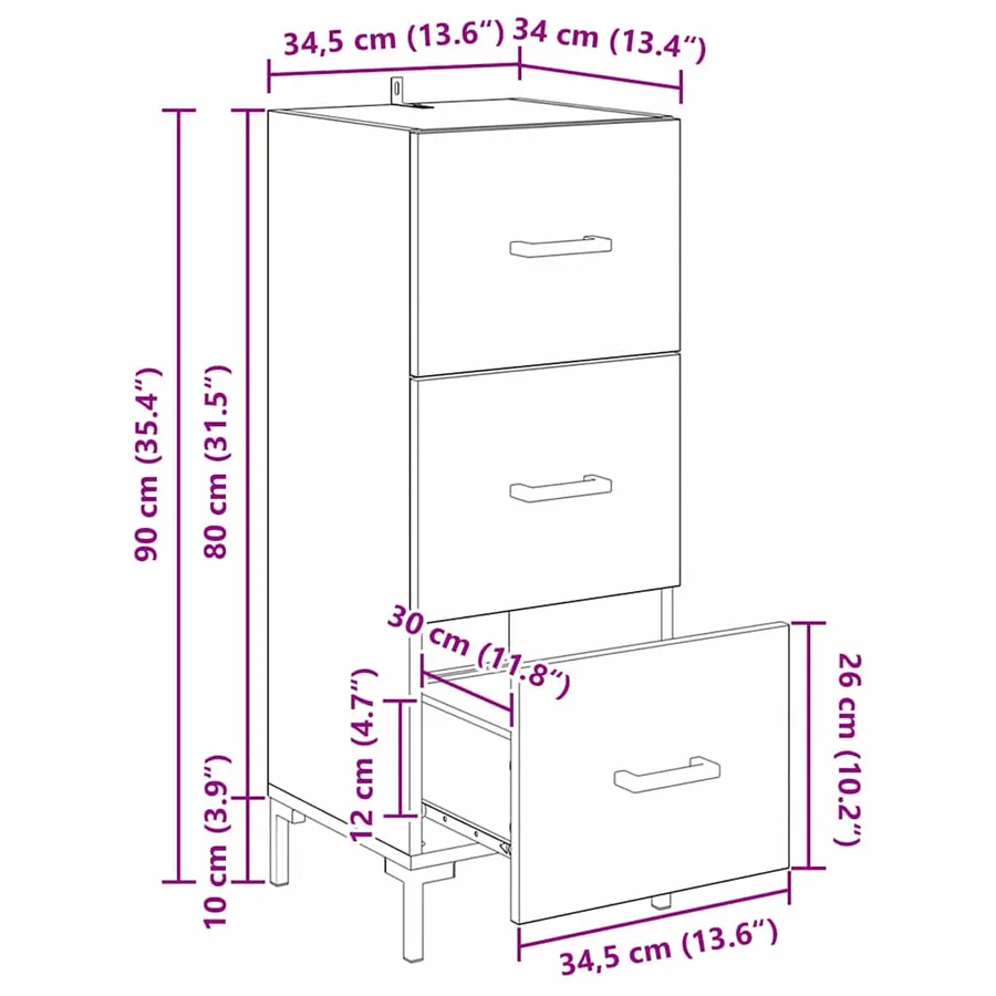 Buffet Chêne artisanal 34,5 x 34 x 90 cm Bois d'ingénierie - 16