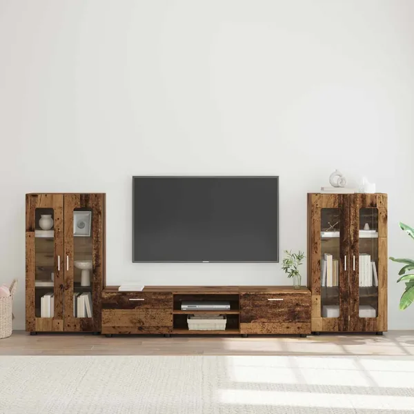 Ensemble meuble TV FLORIN 3 pcs Bois ancien Bois d'ingénierie