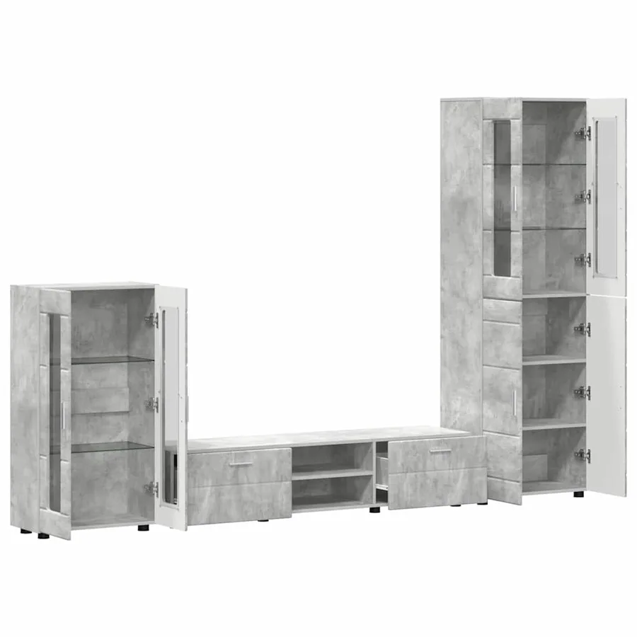 Ensemble meuble TV FLORIN 3 pcs Gris béton Bois d'ingénierie - 5