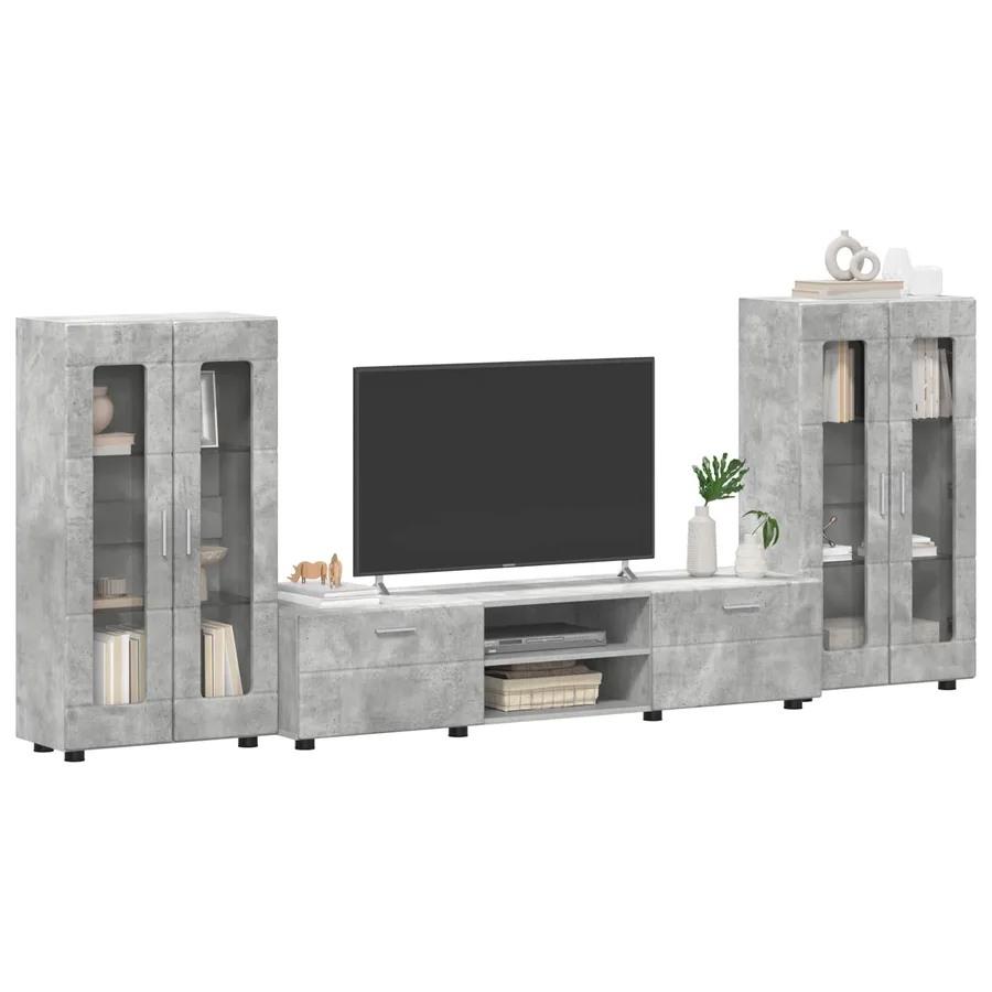 Ensemble meuble TV FLORIN 3 pcs Gris béton Bois d'ingénierie - 3