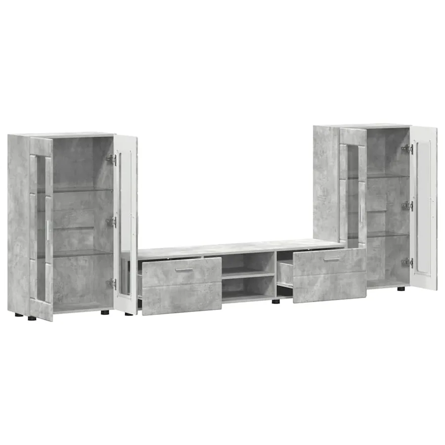 Ensemble meuble TV FLORIN 3 pcs Gris béton Bois d'ingénierie - 5