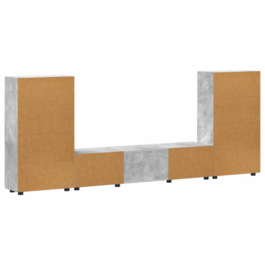 Ensemble meuble TV FLORIN 3 pcs Gris béton Bois d'ingénierie - 8