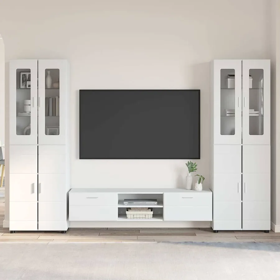 Ensemble meuble TV FLORIN 3 pcs Blanc Bois d'ingénierie