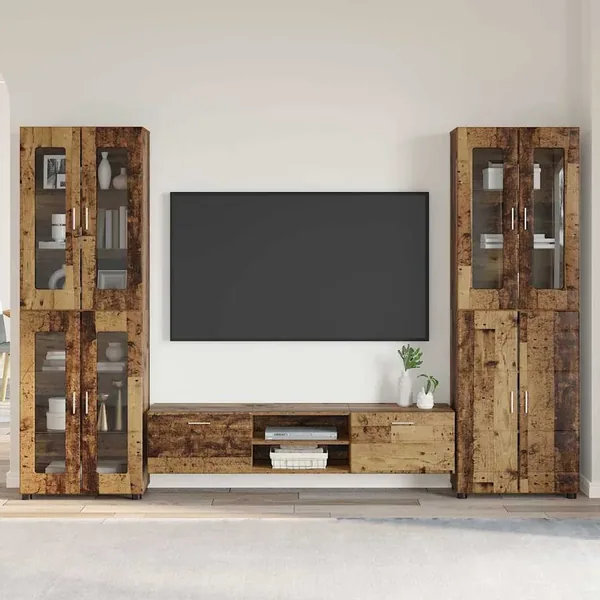 Ensemble meuble TV FLORIN 3 pcs Bois ancien Bois d'ingénierie