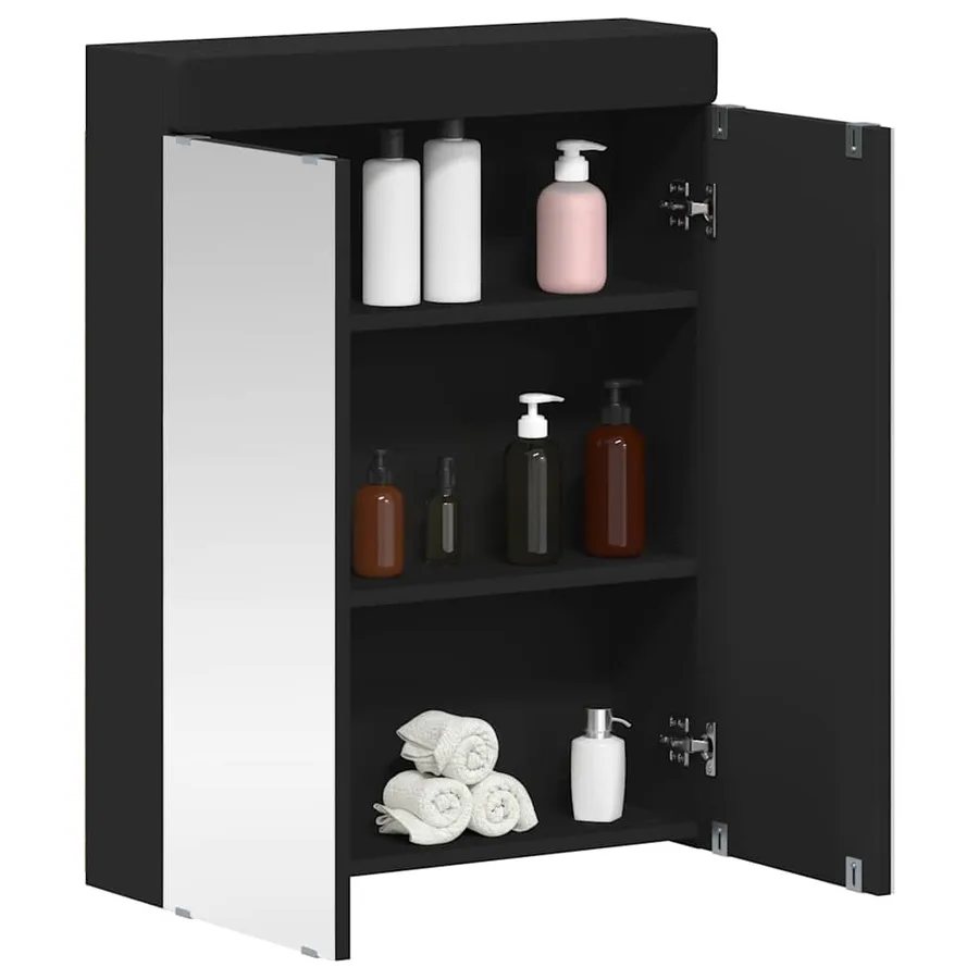 Amoire de salle de bain avec miroir avec étagère TULUM Noir - 3