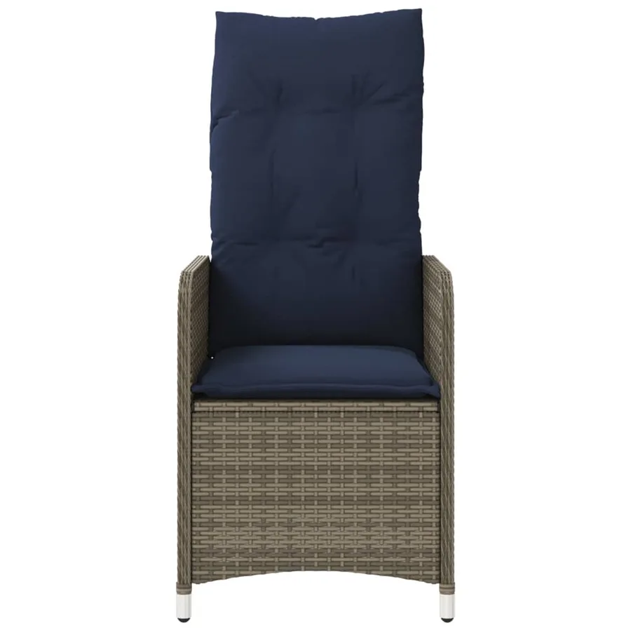 Chaise de jardin inclinable avec coussins en résine tressée grise - 4