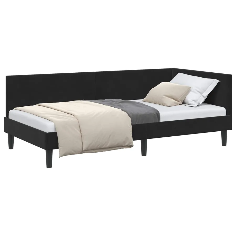 Cadre de lit d'angle Noir 80 cm x 200 cm Velours - 2