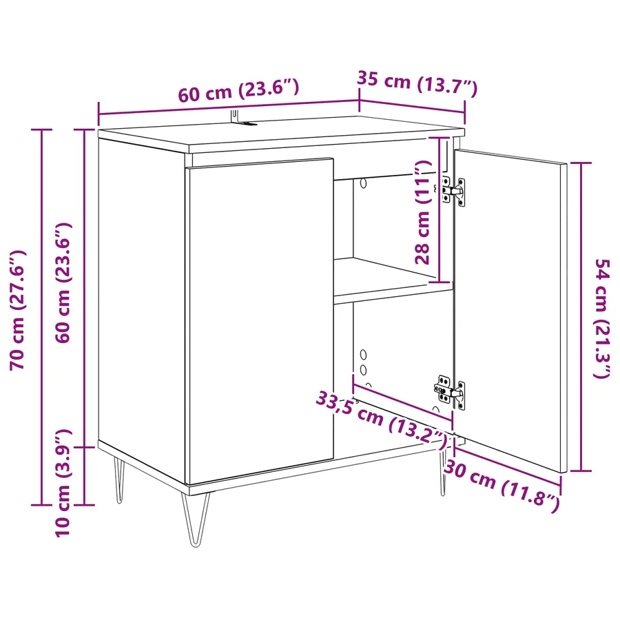 Buffet Bois Ancien 60 x 35 x 70 cm Bois d'ingénierie - 13