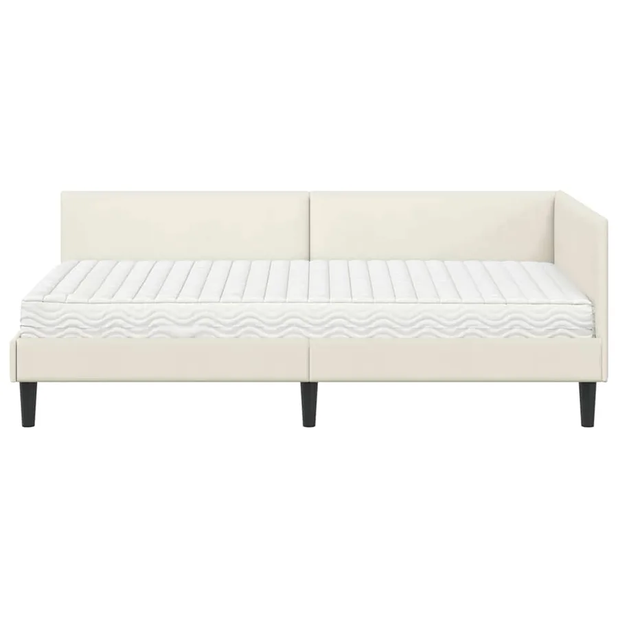 Cadre de lit d'angle avec matelas Autre 2 pcs Crème Velours - 5