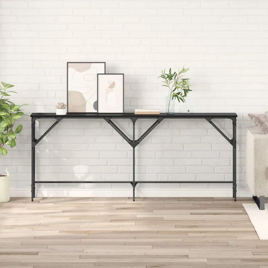 Table console Chêne noir 180 x 30 x 75 cm Bois d'ingénierie