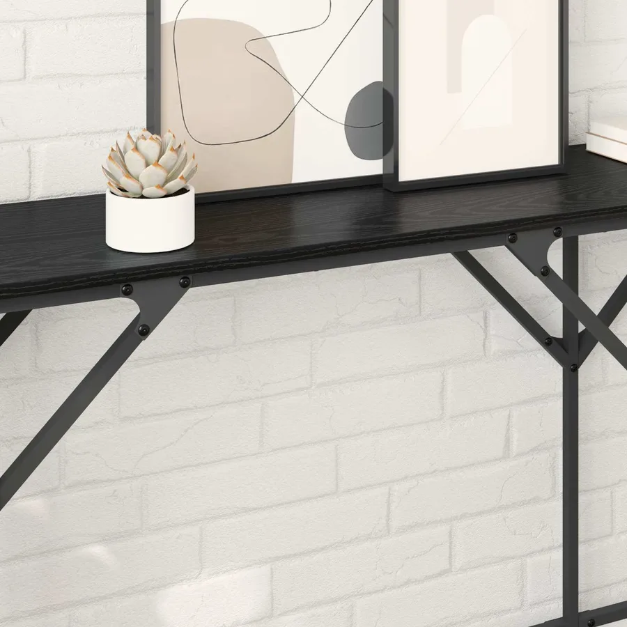 Table console Chêne noir 180 x 30 x 75 cm Bois d'ingénierie - 4