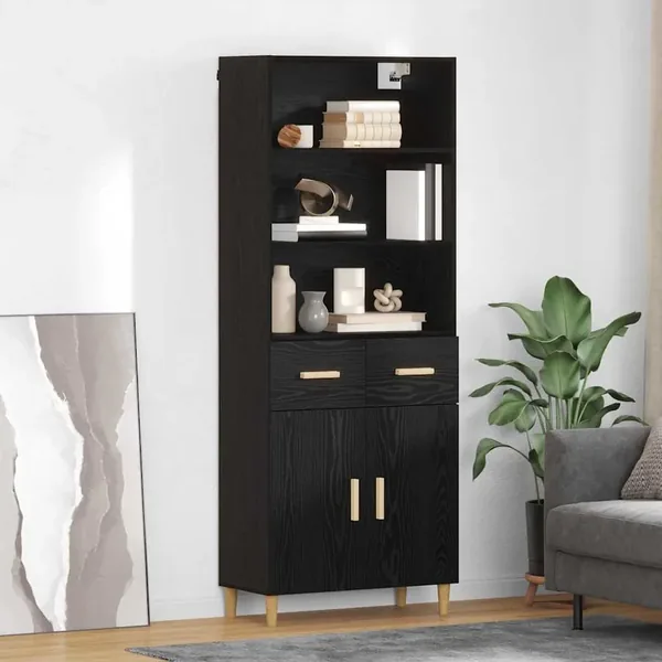 Haut Armoire Chêne noir 69,5 x 32,5 x 180 cm Bois d'ingénierie