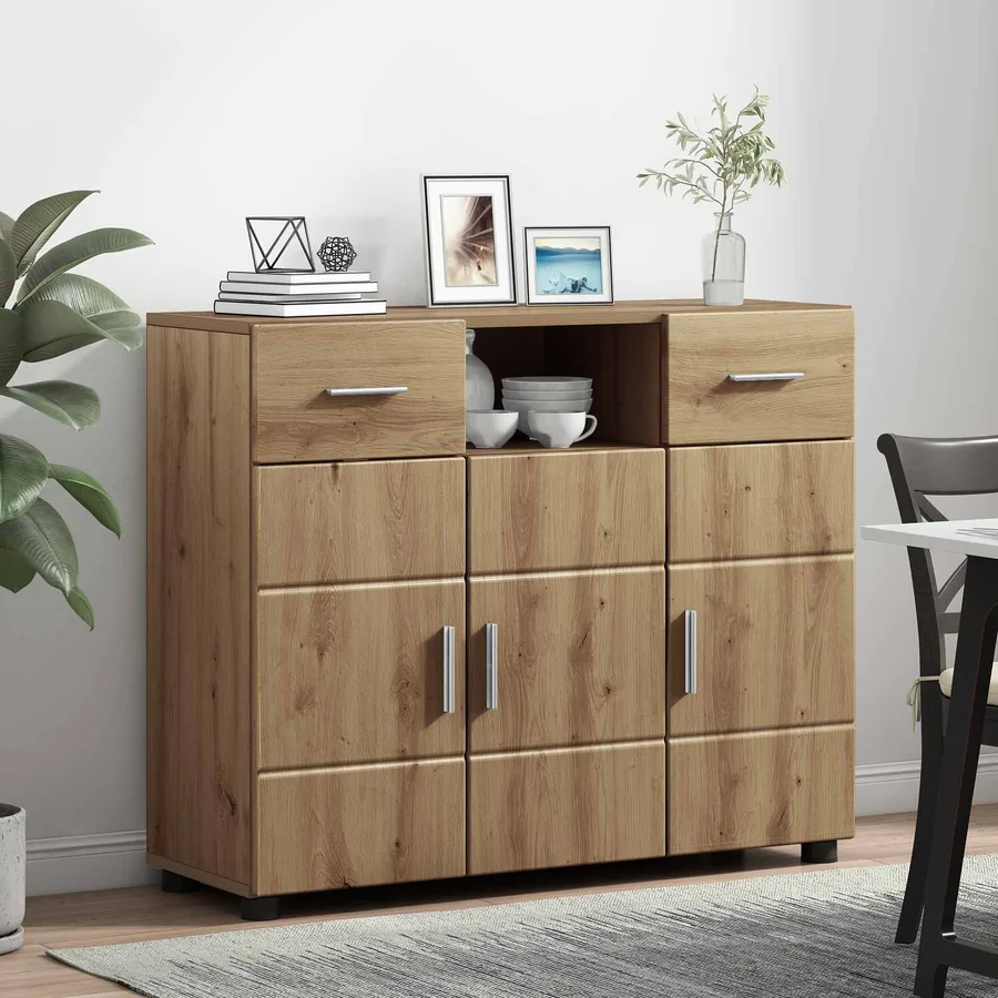 Cabinet en Bois Chêne artisanal Bois d'ingénierie - 4