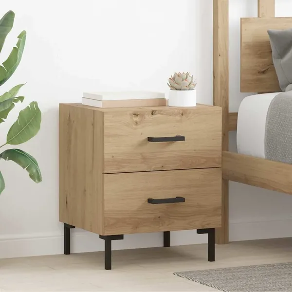 Cabinet de chevet 2 pc Chêne artisanal 40 x 35 x 47,5 cm