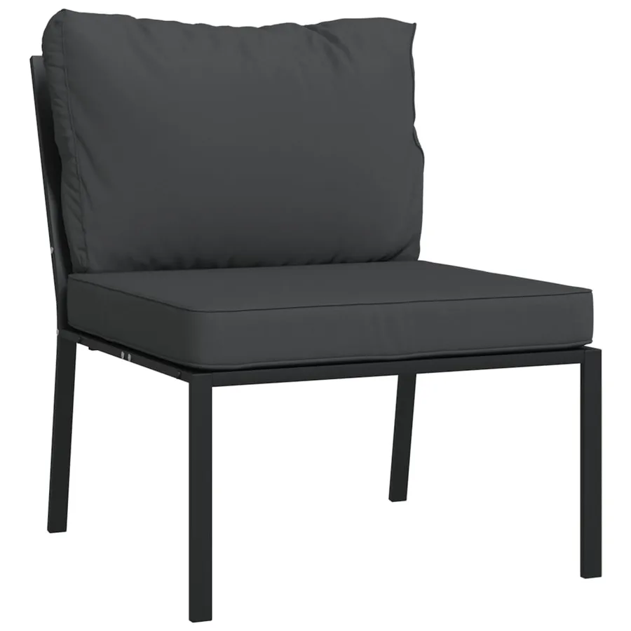 Salon de jardin 6 pcs avec coussins gris acier - 7