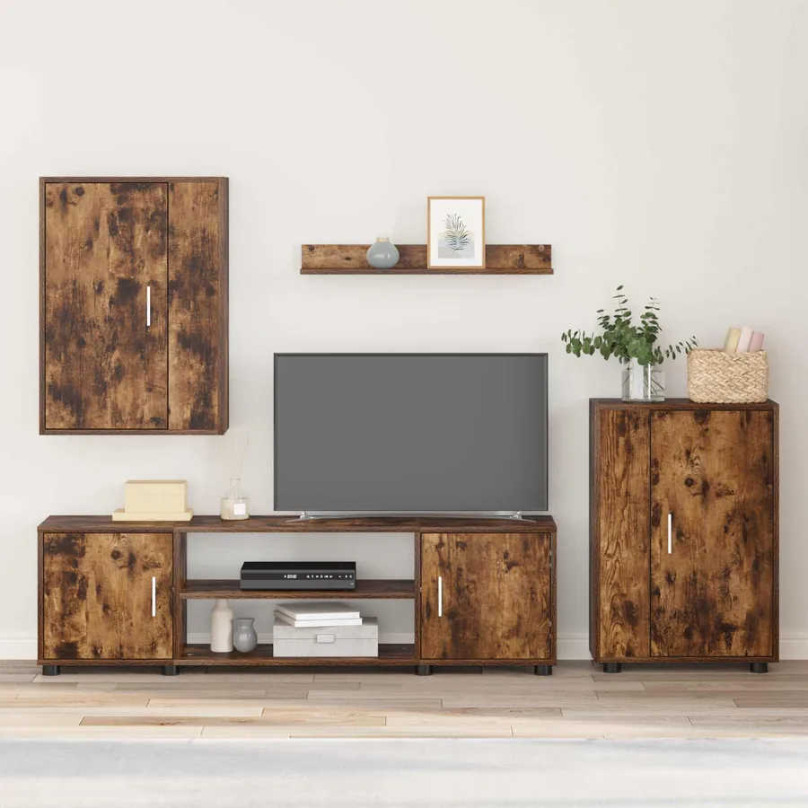 Ensemble meuble TV Chêne Fumé Bois d'ingénierie