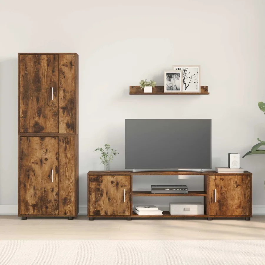 Ensemble meuble TV Chêne Fumé Bois d'ingénierie - 4