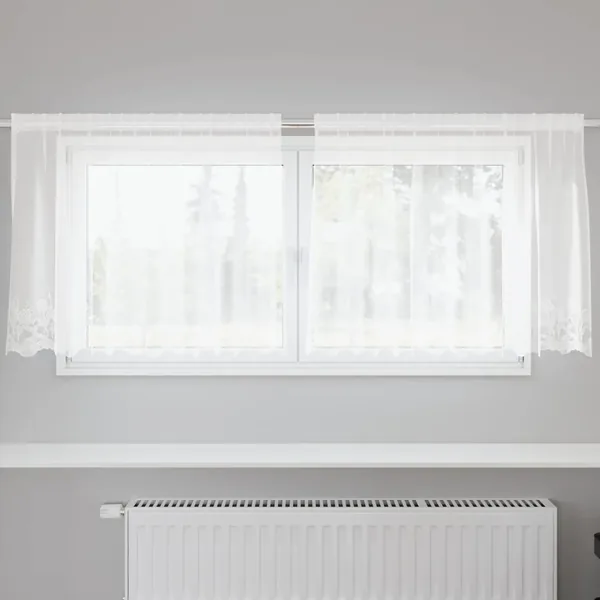 Rideau en Dentelle Floral Blanc 100 x 200 cm Polyester