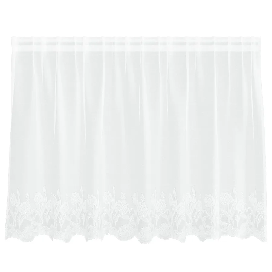 Rideau en Dentelle Floral Blanc 100 x 200 cm Polyester - 2