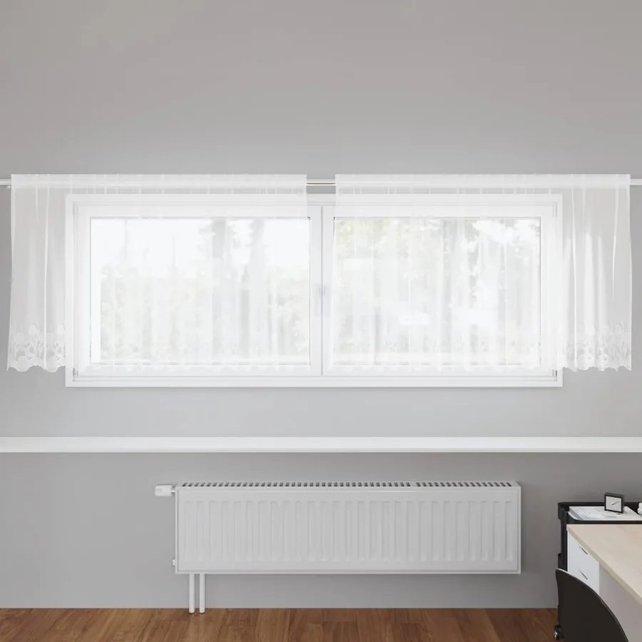 Rideau en Dentelle Floral Blanc 120 x 300 cm Polyester