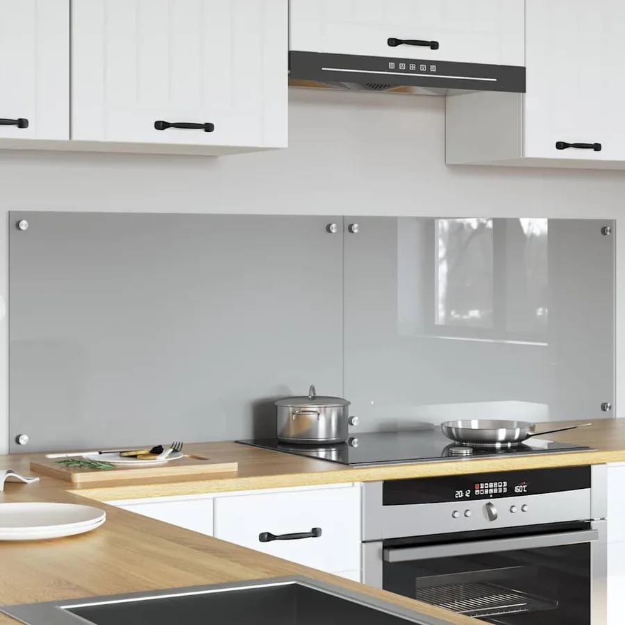 Crédence de cuisine 2 pcs Gris clair 80 x 50 cm verre trempé - 3