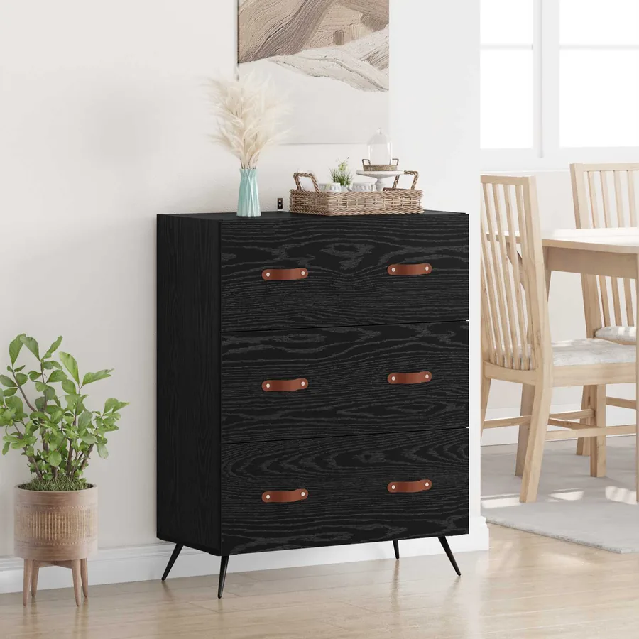 Commode Chêne Noir 69,5 x 34 x 90 cm Bois d’ingénierie