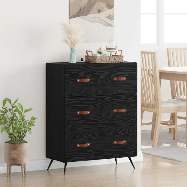 Commode Chêne Noir 69,5 x 34 x 90 cm Bois d’ingénierie