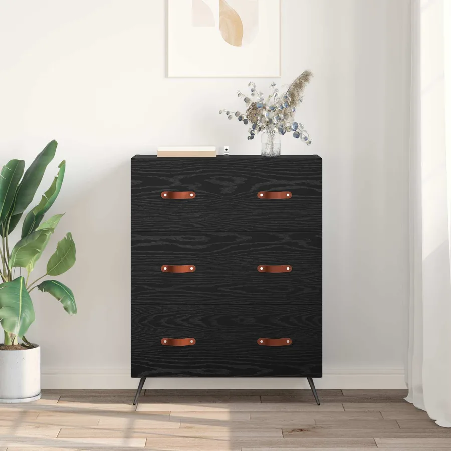 Commode Chêne Noir 69,5 x 34 x 90 cm Bois d’ingénierie - 4