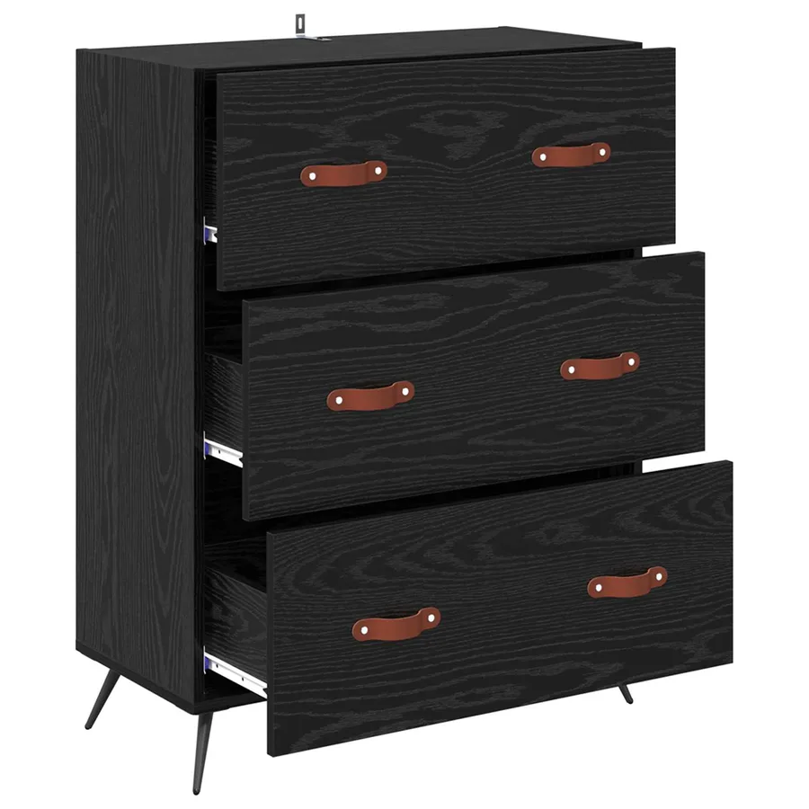 Commode Chêne Noir 69,5 x 34 x 90 cm Bois d’ingénierie - 5
