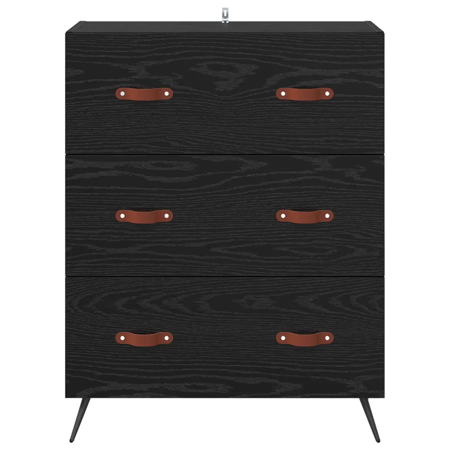 Commode Chêne Noir 69,5 x 34 x 90 cm Bois d’ingénierie - 6