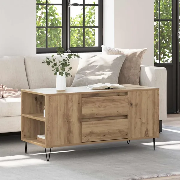 Table basse Chêne artisanal 102 x 44,5 x 50 cm