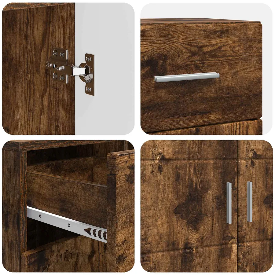 Cabinet en Bois avec tiroir Chêne fumé 88,5 x 30,5 x 73 cm - 9