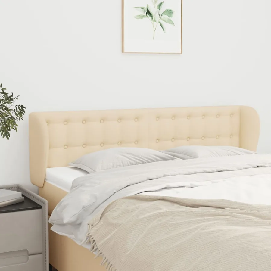 Headboard with ears Cream 147x23x78/88 cm Fabric