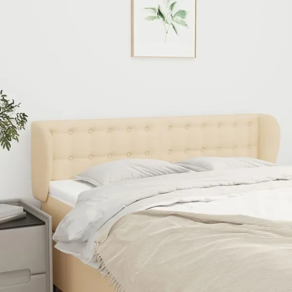 Headboard with ears Cream 147x23x78/88 cm Fabric