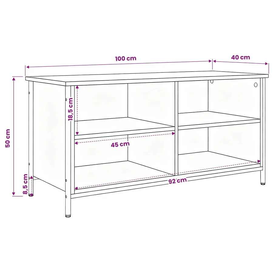 Meuble TV 100 x 40 x 50 cm Chêne artisanal Bois d'ingénierie - 12