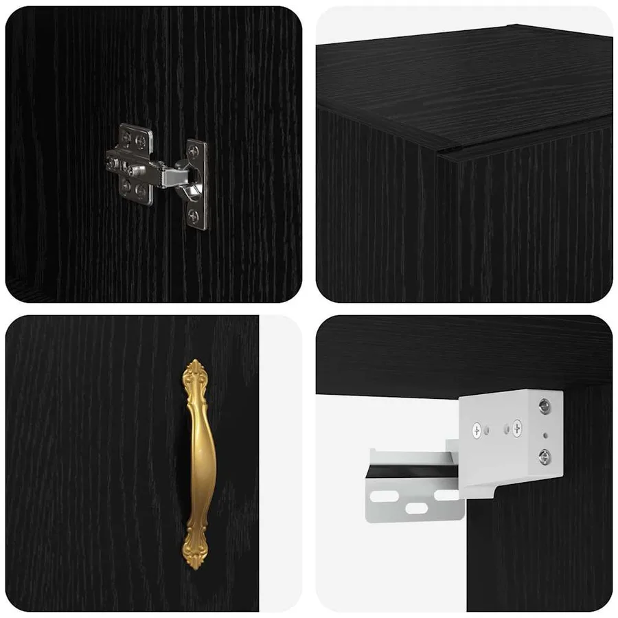 Meuble mural Chêne noir 69,5 x 34 x 90 cm Bois d'ingénierie - 9