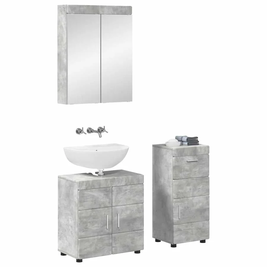 Ensemble de mobilier de salle de bain TULUM 3 pcs Gris béton - 2
