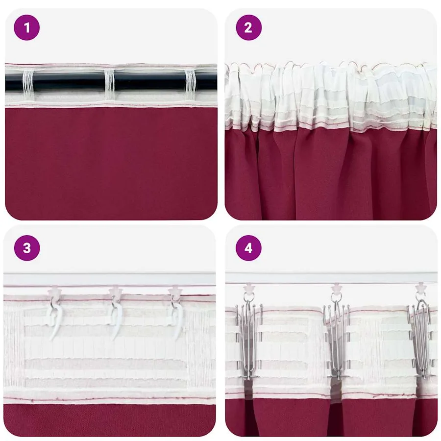 Rideaux occultants avec anneaux 2 pcs Bordeaux 175 x 140 cm - 7