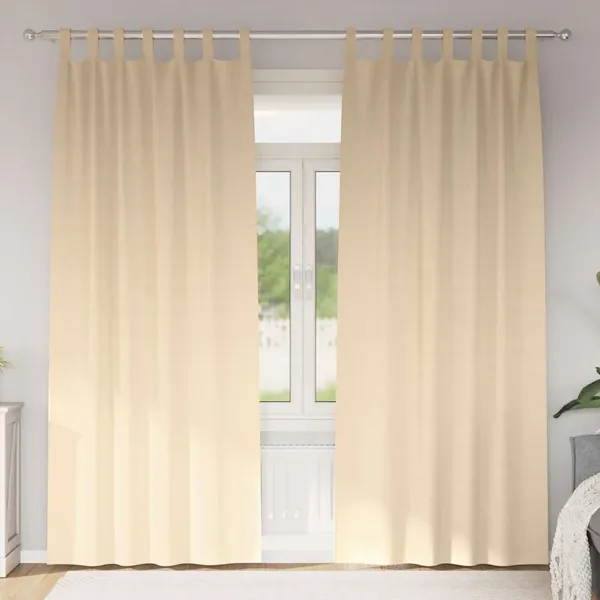 Rideaux occultants avec anneaux 2 pcs Crème 245 x 140 cm