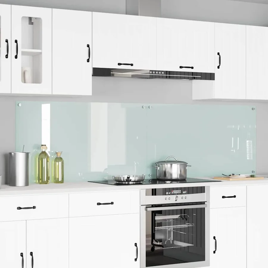 Crédence de cuisine 2 pcs Blanc 110 x 60 cm verre trempé