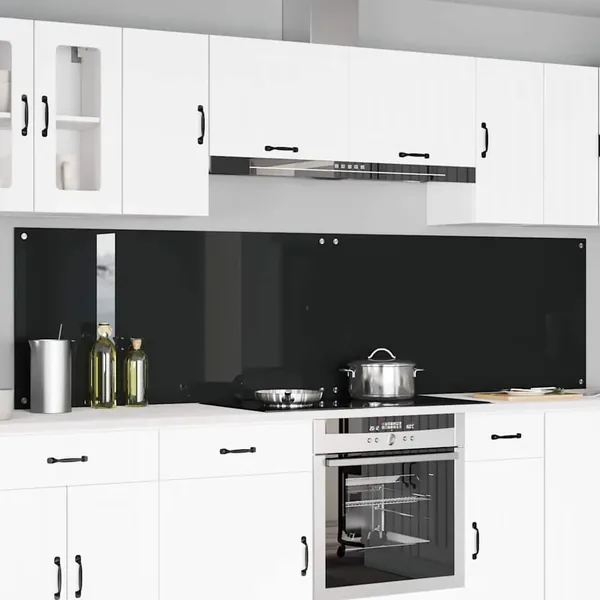 Crédence de cuisine 2 pcs Noir 120 x 60 cm verre trempé